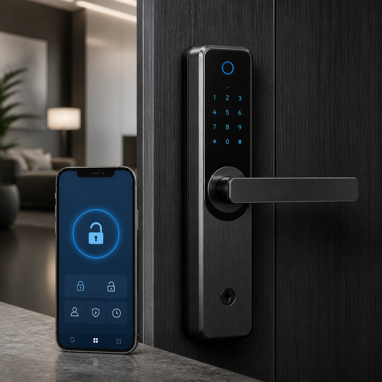 Printer Services Mobile app controlled smart door lock with smartphone access